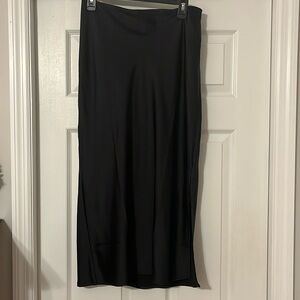 Black Satin Midi Skirt